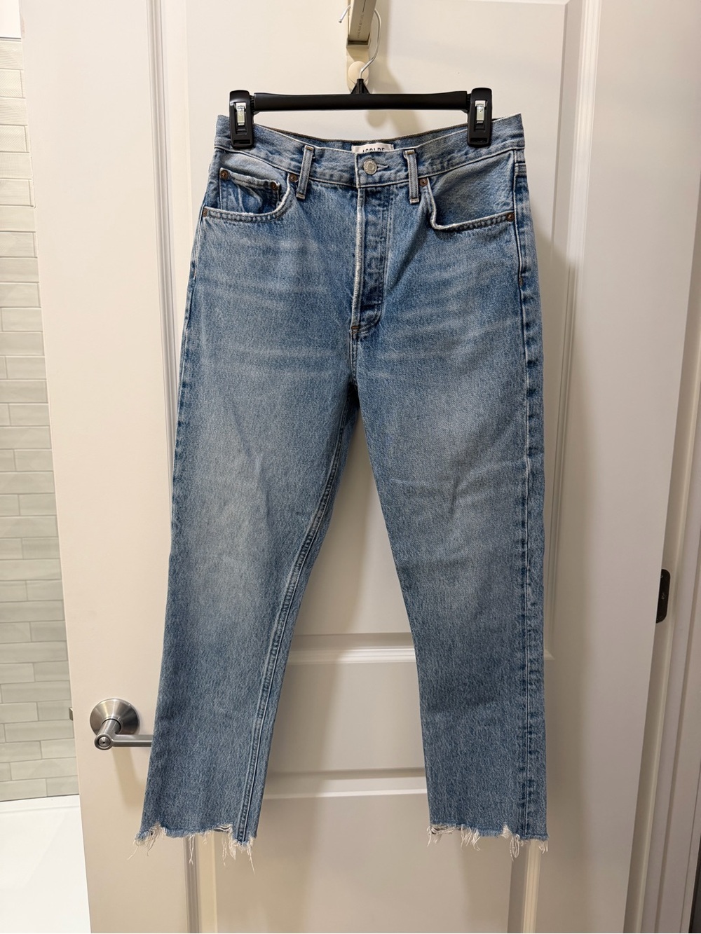 Agolde Light Blue Cropped Straight-Leg Jeans
